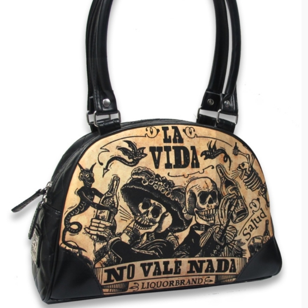 Liquor Brand LA VIDA Classic Bowler Bag Purse